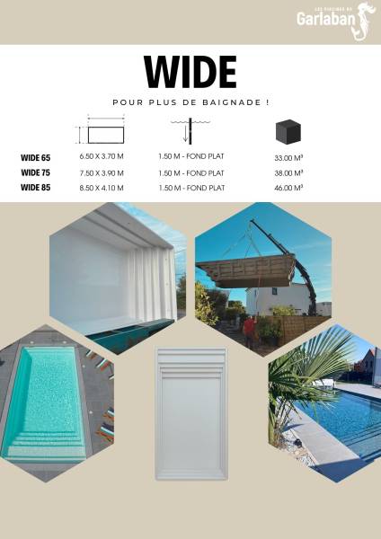 WIDE : Piscine coque à fond plat dans un style contemporain , en 3 dimensions
