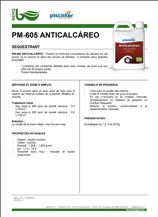 Anti-calcaire pour piscine aux Piscines du Garlaban à la Penne Sur Huveaune