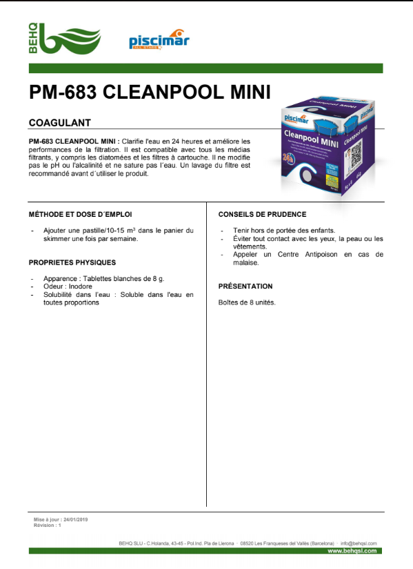 Cleanpool MINI de Piscimar aux piscines du Garlaban Aubagne - Le clarifiant spécial pour les mini piscines et les SPA à la Penne Sur Huveaune