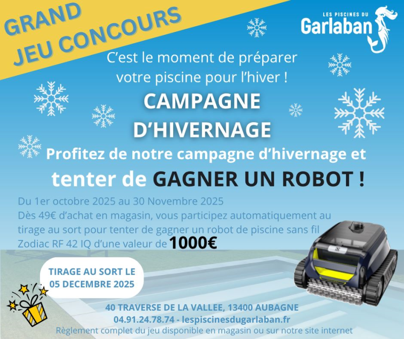 jeu concours robot de piscine à gagner à Aubagne