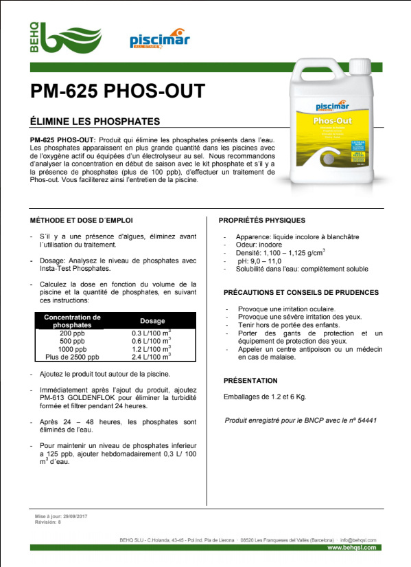 Phos-Out de Piscimar - Elimine les phosphates aux Piscines du Garlaban La Penne sur Huveaune